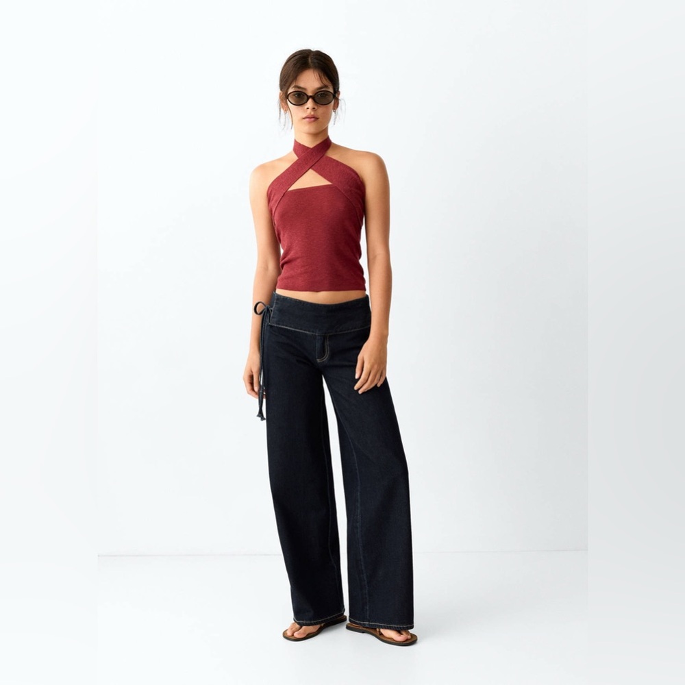 NWT MANGO Lyocell Cotton Jeans With Waistband Detail